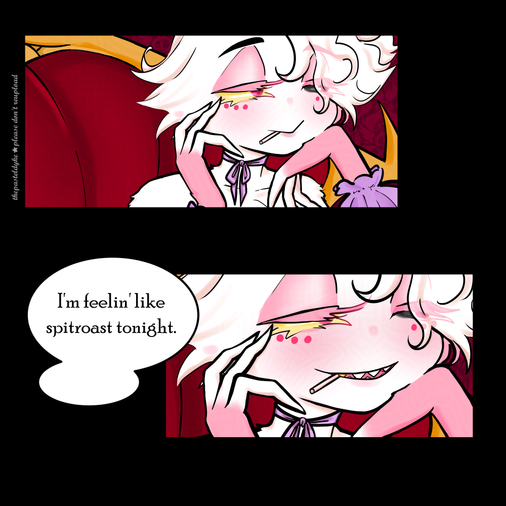 Angel watches them for a moment, before saying 'I'm feelin' like spitroast tonight.'